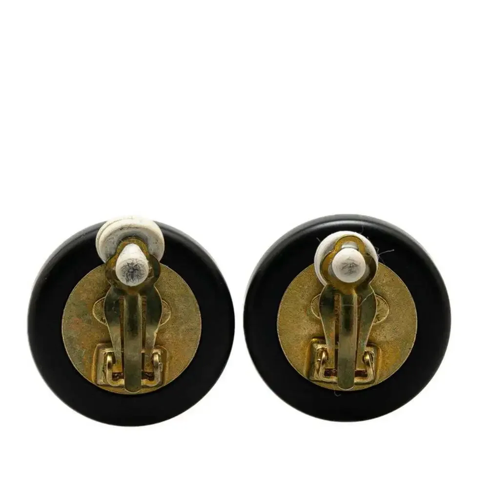 CHANEL Vintage Black Logo Earrings